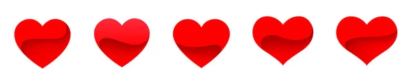 Ser perfektní vektorové srdce nastavit, Valentýna 14. února, vintage design. Červené srdce - stock vektor. — Stockový vektor