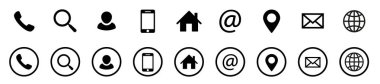 İletişim simgesi ayarlayın. Telefon, posta, arama ve diğerleri - stok vektör.