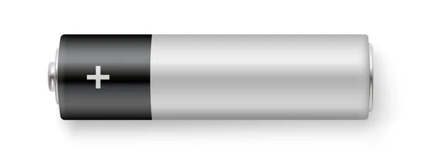 Batería alcalina realista. Tipo AA. maqueta 3D en blanco con sombra - vector de stock . — Vector de stock