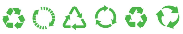 Reciclar icono conjunto. Reciclaje de color verde. Estilo plano vector de stock — Archivo Imágenes Vectoriales