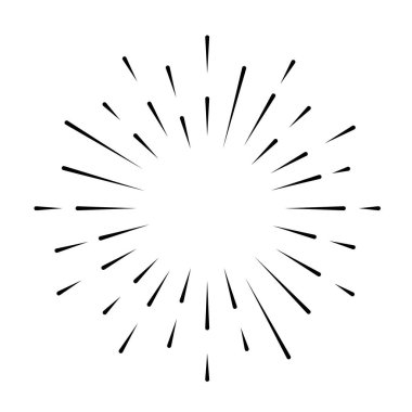 Güneş ışığı beyaz arkaplanda izole edildi. Güneş patlaması siyah renk. Düz biçim - stok vektörü.
