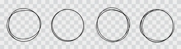 Hand Drawning Circle Line Sketch Set Art Design Circular Scribble — Stock Vector