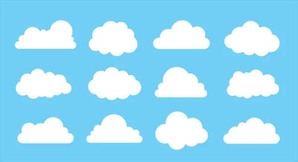 Icono Vector Nube Establecido Sobre Fondo Azul Concepto Moderno Creativo — Vector de stock