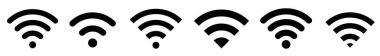Kablosuz ve kablosuz ağ ikonu. Wi-fi sinyal sembolü. İnternet Bağlantısı. Uzak internet erişimi koleksiyonu - stok vektörü.