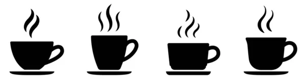 Kahve Fincanı Ikonu Seti Kahve Fincanı Koleksiyonu Sıcak Içecek Ikonu — Stok Vektör