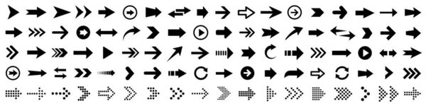 Arrows set. Arrow icon collection. Set different arrows or web design. Arrow flat style isolated on white background - stock vector.