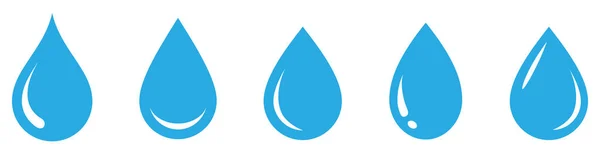 Vízcsepp Alakú Kék Vízcseppek Beállítva Víz Vagy Olajcsepp Lapos Stílus — Stock Vector