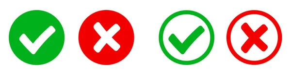 マークとXマークのアイコンを確認します アプリやウェブサイトのチェックマークとXマークのアイコン 白の背景に緑と赤のチェックマークのアイコン 株式ベクトル — ストックベクタ