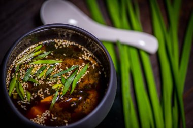 Soya çorba Üstten Görünüm