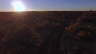 Güneş savana Namibya üzerinden.