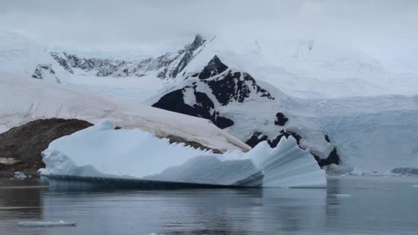 Glaciären flyter nära stranden och i vattnet. Andreev. — Stockvideo