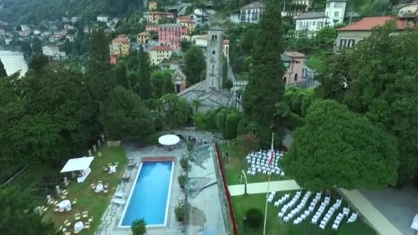 Vista da piscina no jardim italiano . — Vídeo de Stock