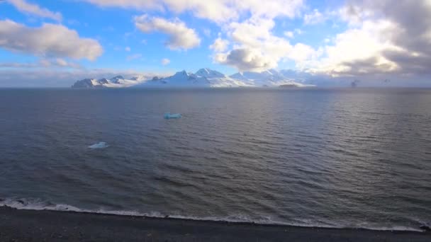 Una vista de la orilla con grandes glaciares. Andreev. . — Vídeos de Stock