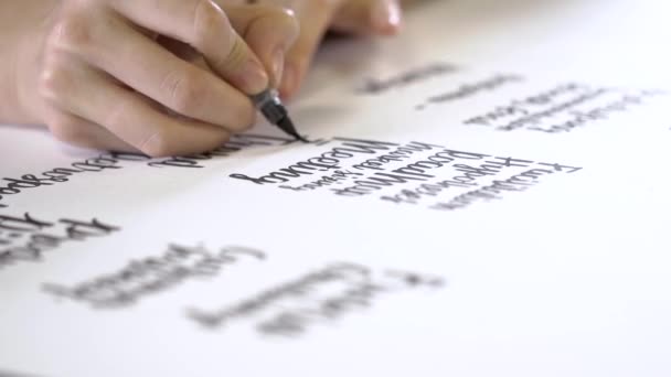 Les mots sont écrits dans une colonne sur papier . — Video