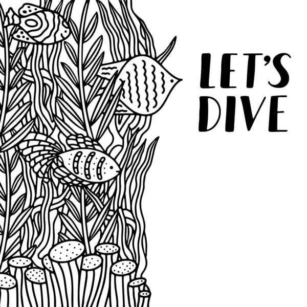 El çizimi harfler. Hadi dalalım. Soluk mavi suluboya lekesi.