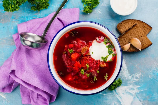 Ukrainian beetroot soup — Stock Photo, Image