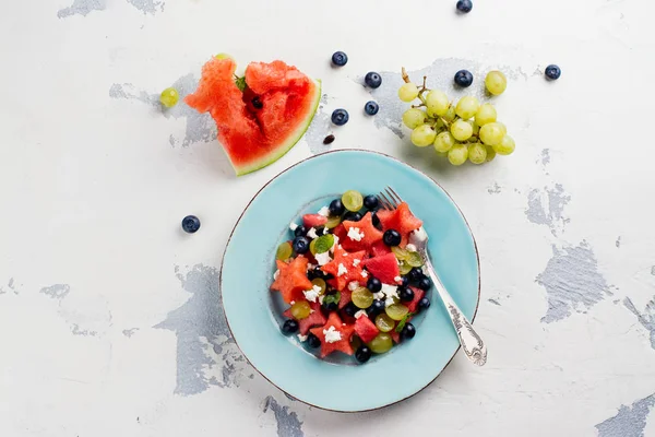 Salada de melancia fresca com feta — Fotografia de Stock