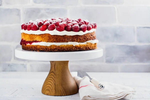 Domowy tort malinowy — Zdjęcie stockowe