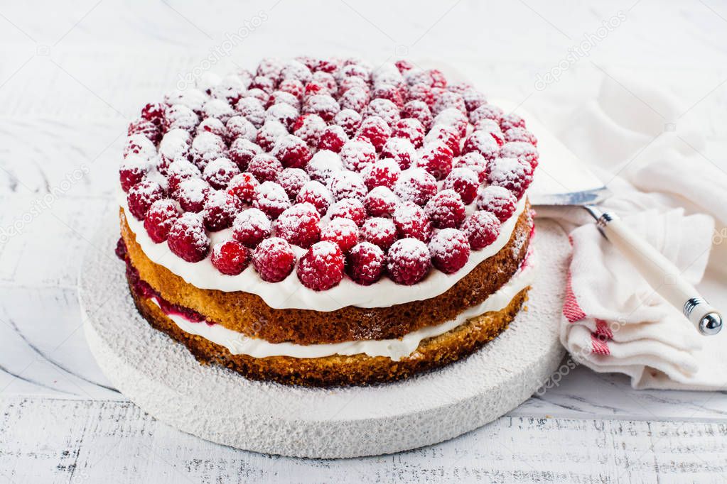 Homemade raspberry cake