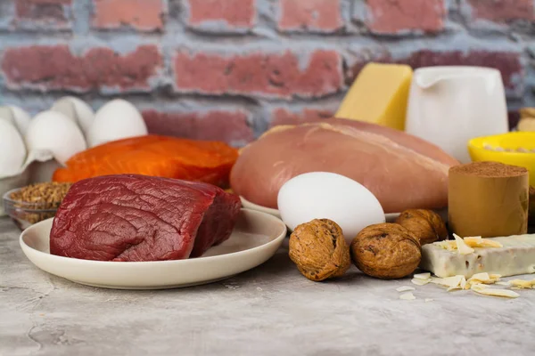 Alimentos ricos em proteínas — Fotografia de Stock