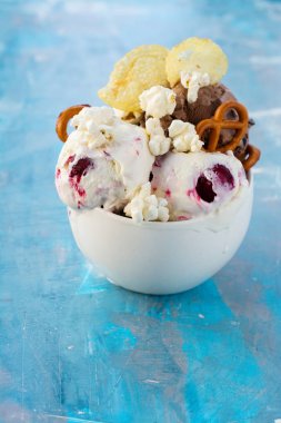 Çikolata ve vanilyalı dondurma.