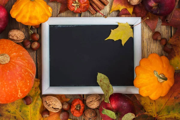 Autumn frame with pumpkins