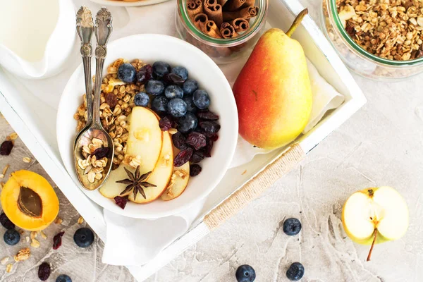 Homemade granola with fruits — Stock Photo, Image