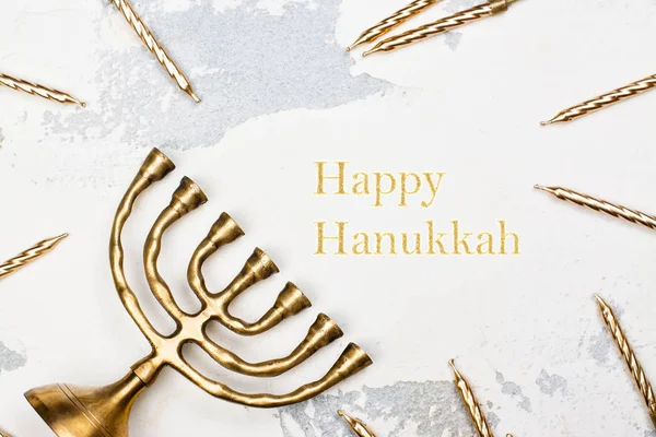 Castiçal Hanukkah e velas — Fotografia de Stock