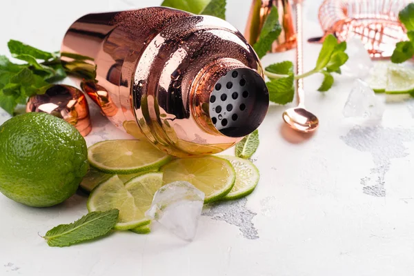 Mojito kokteyl malzemelerin üzerine beyaz taş tablo