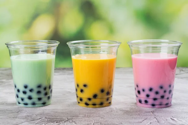 Té de burbuja casero con perlas de tapioca — Foto de Stock