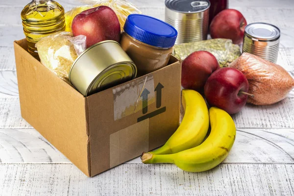 Caja de donación de alimentos — Foto de Stock