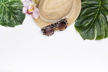 Sun protection accessories on white