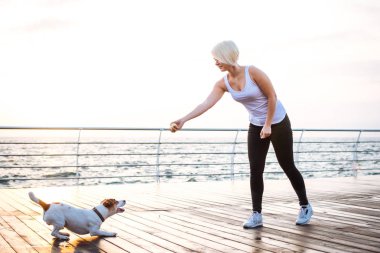 Genç kadın eğitim şirin köpek