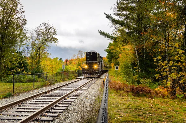 Tren de pasajeros y cielo nublado — Foto de Stock