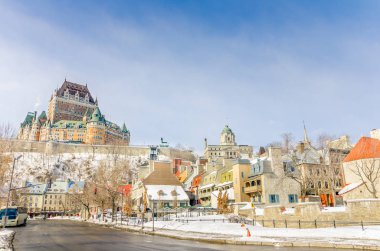 Quebec City güneşli bir kış gününde