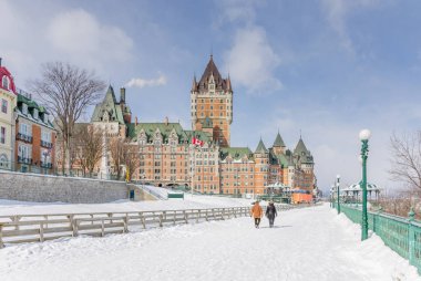 Historic Chateau Frontenac on a Winter Day clipart
