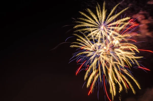 Vuurwerk tegen nachtelijke hemel — Stockfoto