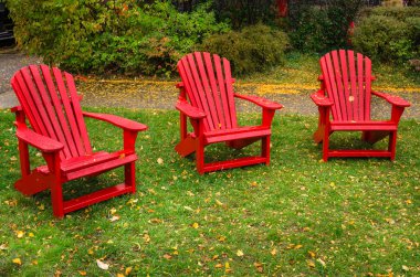 Wet Red Adirondack Chairs clipart