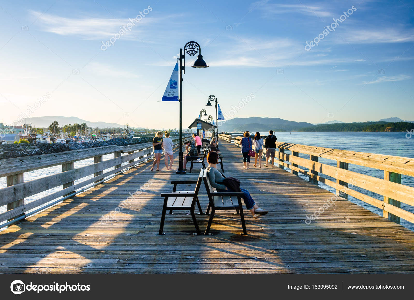 Locals and Tourists on the Fishing Pier in Campbell River Canada, at