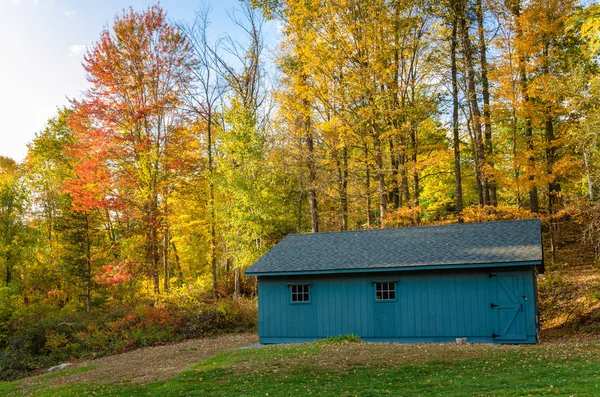 フォレスの青い木の小屋 — ストック写真