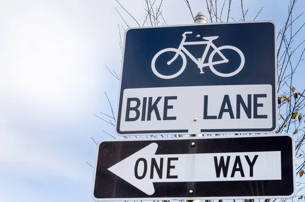 Bike Lane and One Way Signs