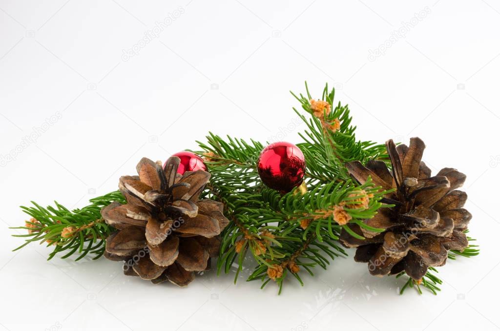 Table Christmas Decorations on White Background