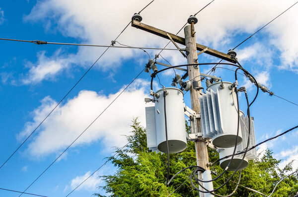 Electricity Transformers on the Top of a Pole