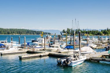 Tekneler için Jetties bir liman ve Clear Sky yaz gününde bağladı. Sooke, İngiltere