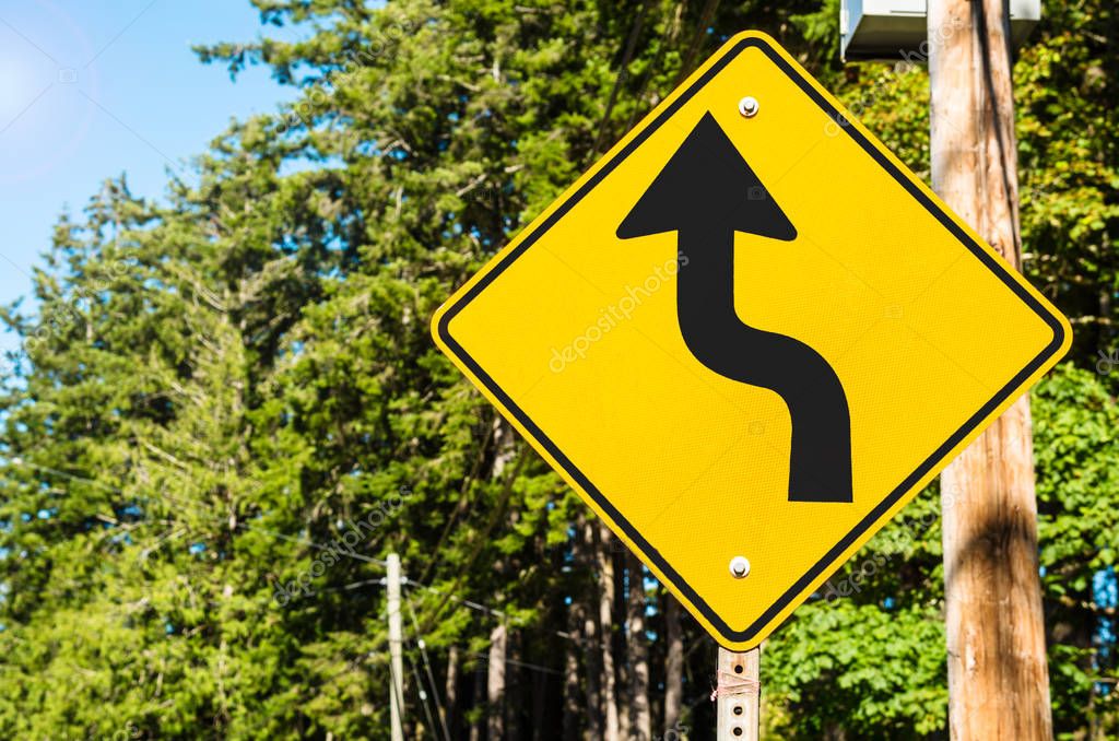 Danger Curves Ahead Sign Yellow Road Sign Warning Dangerous Curves Danger Curves Ahead Sign Yellow Road Sign Warning Dangerous Curves
