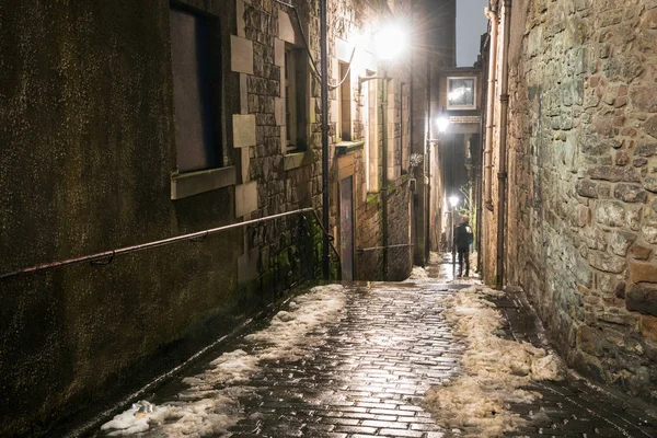 Narrow Stairway Edinburgh Old Town Winter Night — Stock Photo, Image