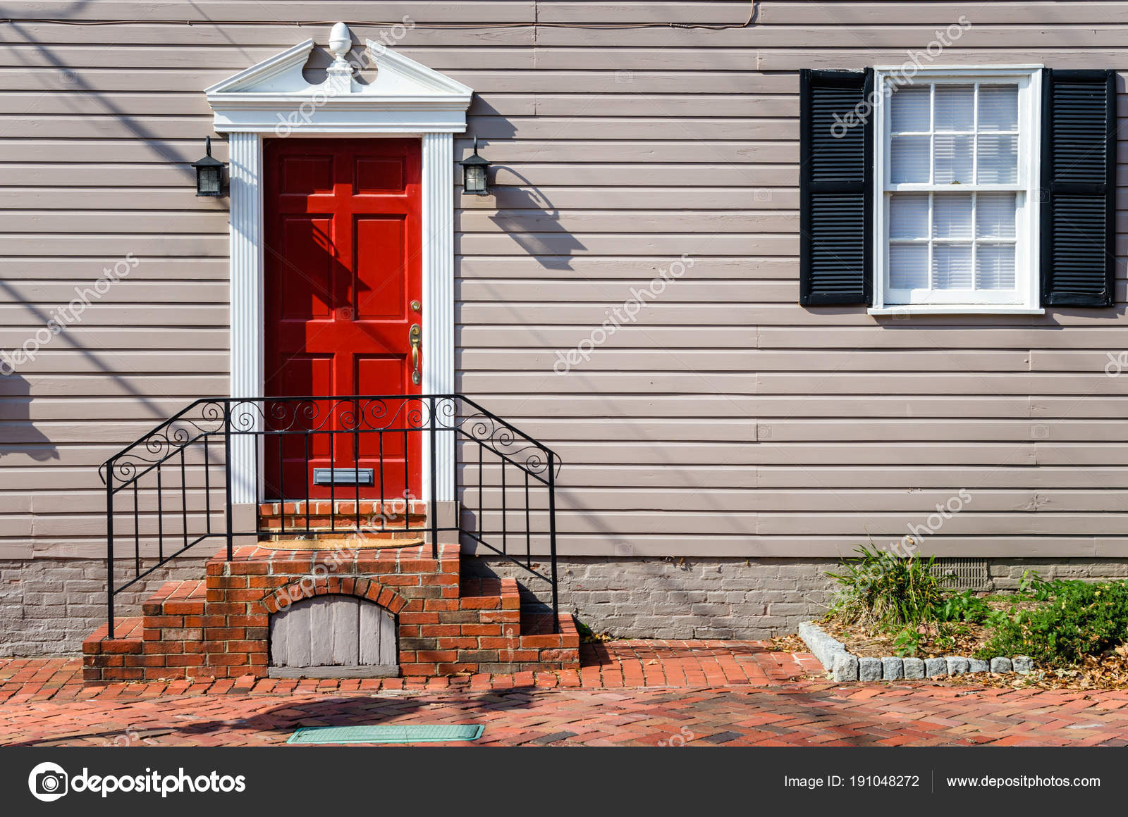 Red Brick Houses With Black Shutters Front Traditional