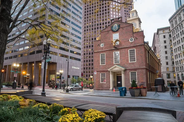 Boston Octubre 2019 Vista Histórica Old State House Entre Altos — Foto de Stock