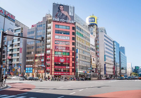 Tokio Japan März 2019 Kreuzung Shinjuku Distrikt Einem Klaren Wintertag — Stockfoto