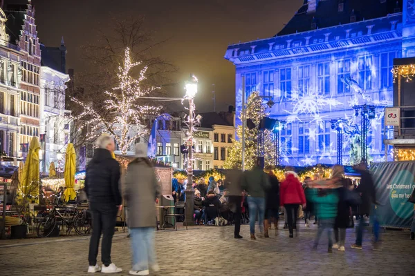 Антверпен Бельгия Декабря 2019 Года Рождественский Рынок Исторической Площади Гроте — стоковое фото